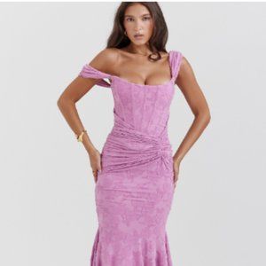 HOUSE OF CB Cesca Rose Pink Floral Maxi Dress NWOT - Size L